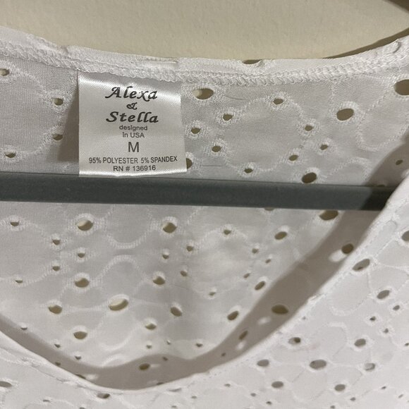 Alexa & Stella White Eyelet Bell Sleeve Swim Cover-Up Women's Size M - Picture 3 of 4